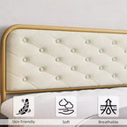 Cadre de lit King Size en métal - Cadre de lit plateforme robuste avec rangement, supports en acier, pas besoin de sommier, montage facile, silencieux, or blanc