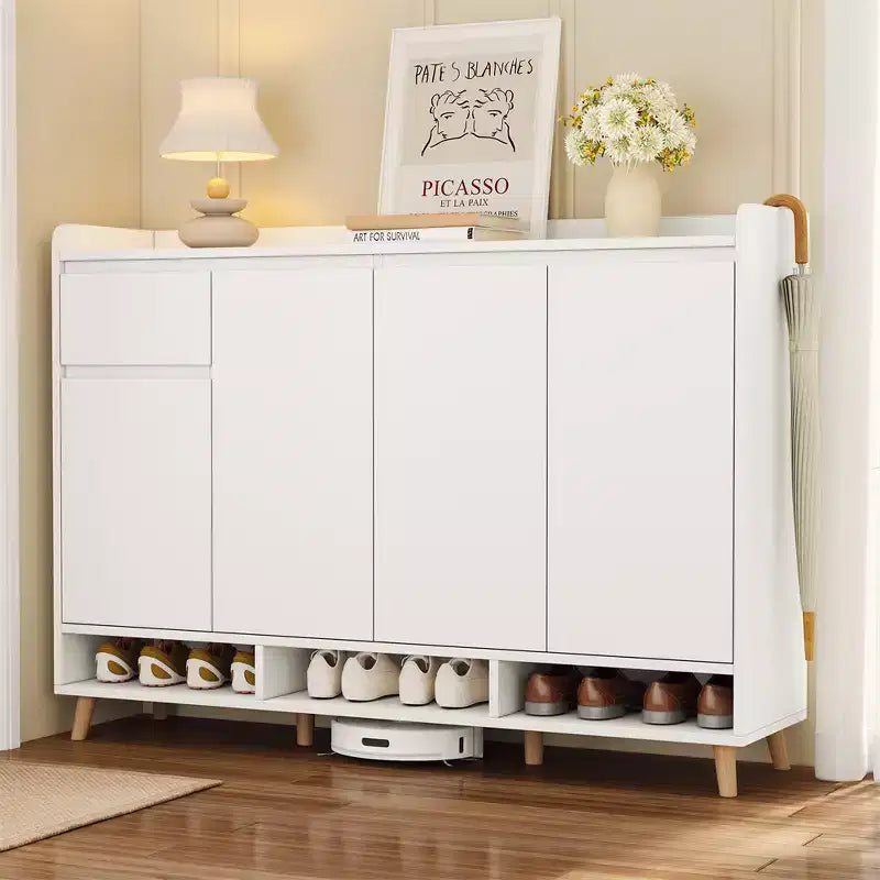 Meuble à chaussures avec tiroirs, meuble de rangement à chaussures moderne avec étagères réglables, organisateur de chaussures