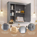 Armoire de salle de bain murale, Armoire à pharmacie, Armoire miroir murale avec 6 étagères ouvertes