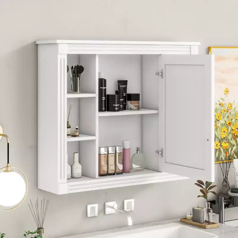 Armoire de salle de bain murale, Armoire à pharmacie, Armoire miroir murale avec 6 étagères ouvertes