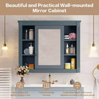 Armoire de salle de bain murale, Armoire à pharmacie, Armoire miroir murale avec 6 étagères ouvertes