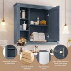 Armoire de salle de bain murale, Armoire à pharmacie, Armoire miroir murale avec 6 étagères ouvertes