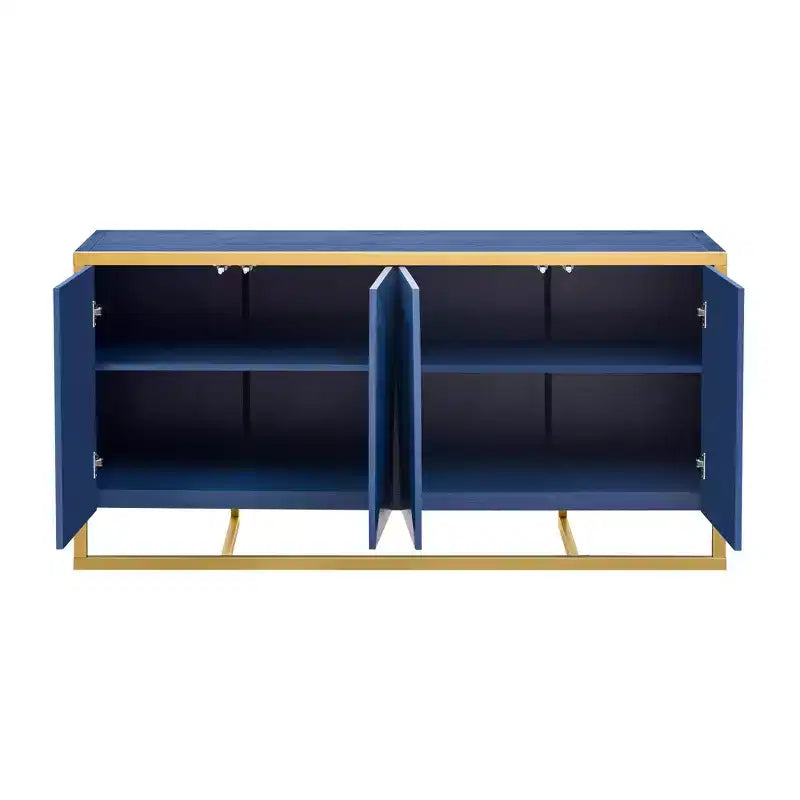 Buffet moderne en placage d'acajou avec pieds en métal uniques, armoires de rangement polyvalentes