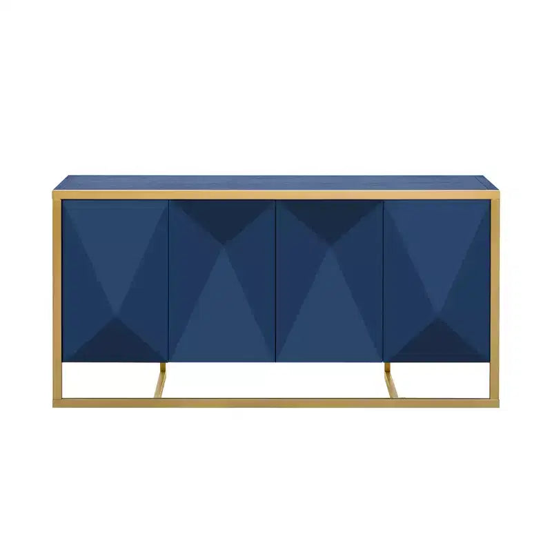 Buffet moderne en placage d'acajou avec pieds en métal uniques, armoires de rangement polyvalentes