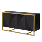 Buffet moderne en placage d'acajou avec pieds en métal uniques, armoires de rangement polyvalentes