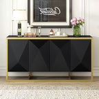 Buffet moderne en placage d'acajou avec pieds en métal uniques, armoires de rangement polyvalentes