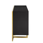 Buffet moderne en placage d'acajou avec pieds en métal uniques, armoires de rangement polyvalentes