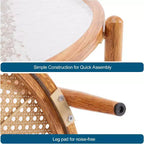 25.6 Table Basse en Rotin, Table Basse Ronde en Verre pour Salon, Ambiance Naturelle