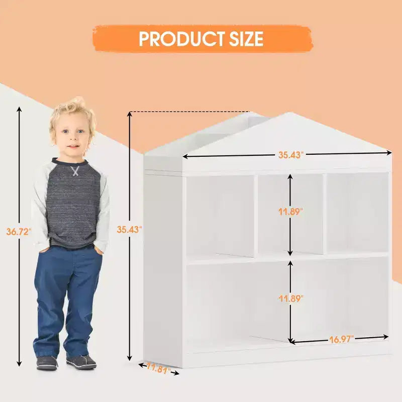 Grande bibliothèque pour enfants en bois à 3 niveaux et organisateur de rangement de jouets avec couvercle à charnière, design polyvalent pour salle de jeux, chambre d'enfant, crèche et maternelle