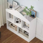 Grande bibliothèque pour enfants en bois à 3 niveaux et organisateur de rangement de jouets avec couvercle à charnière, design polyvalent pour salle de jeux, chambre d'enfant, crèche et maternelle