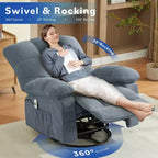 Fauteuil inclinable avec massage vibrant et chauffage lombaire pour adultes, fauteuil inclinable à bascule surdimensionné 350 LBS, canapé simple