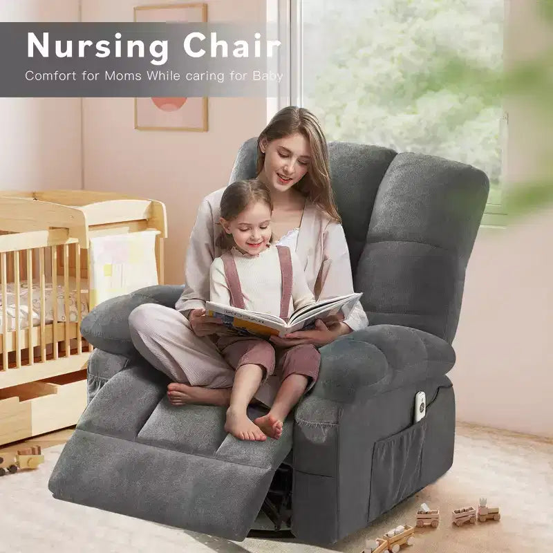 Fauteuil inclinable avec massage vibrant et chauffage lombaire pour adultes, fauteuil inclinable à bascule surdimensionné 350 LBS, canapé simple