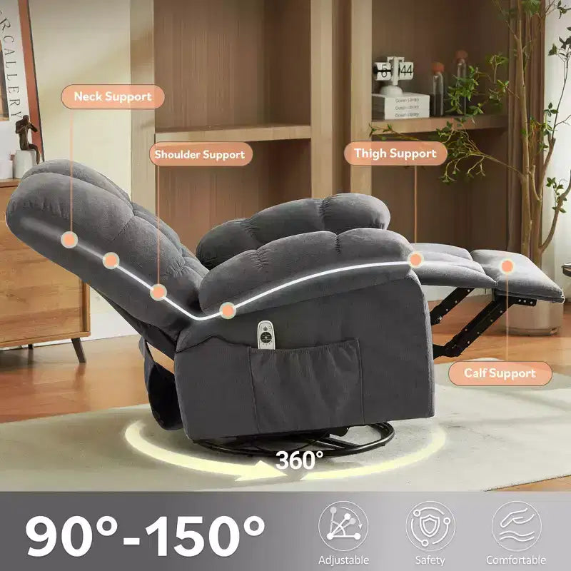 Fauteuil inclinable avec massage vibrant et chauffage lombaire pour adultes, fauteuil inclinable à bascule surdimensionné 350 LBS, canapé simple