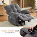 Fauteuil inclinable avec massage vibrant et chauffage lombaire pour adultes, fauteuil inclinable à bascule surdimensionné 350 LBS, canapé simple