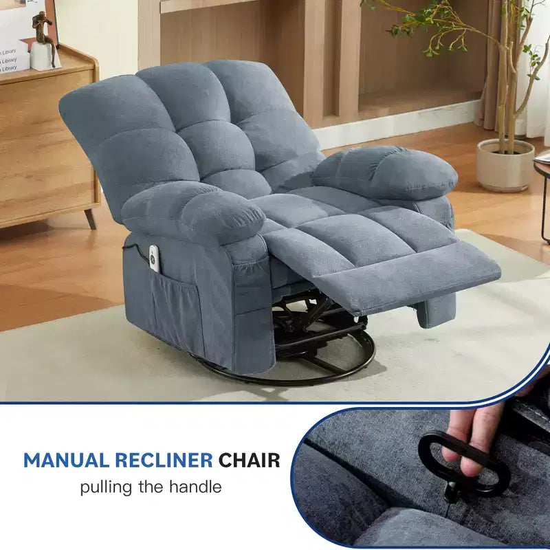 Fauteuil inclinable avec massage vibrant et chauffage lombaire pour adultes, fauteuil inclinable à bascule surdimensionné 350 LBS, canapé simple