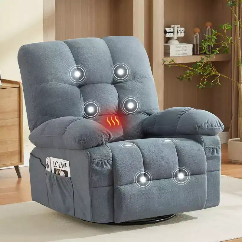 CLIHOME Recliner Chair with Vibration Massage and Lumbar Heating for Adults, 350 LBS Oversized Rocker Recliner Single Sofa