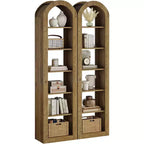 Lantine 74.8 Tall Arched Bookshelf, 6-Tier Narrow Open Bookcase, Floor Standing Corner Display Shelves for Small Space, Living Room