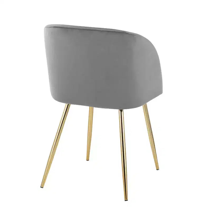 Lot de 2 chaises de salle à manger Velours/Acier Or/Argent - Assise baquet moderne, pieds fuselés