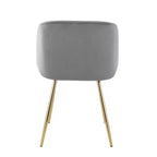 Lot de 2 chaises de salle à manger Velours/Acier Or/Argent - Assise baquet moderne, pieds fuselés