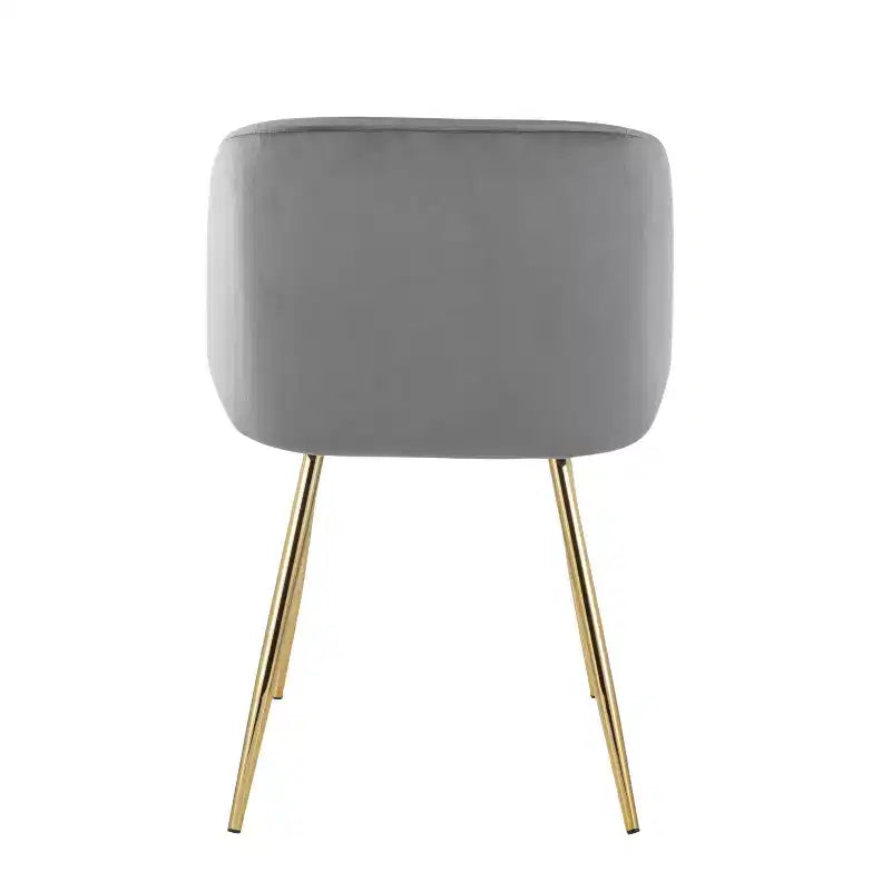 Lot de 2 chaises de salle à manger Velours/Acier Or/Argent - Assise baquet moderne, pieds fuselés