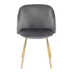 Lot de 2 chaises de salle à manger Velours/Acier Or/Argent - Assise baquet moderne, pieds fuselés