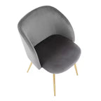 Lot de 2 chaises de salle à manger Velours/Acier Or/Argent - Assise baquet moderne, pieds fuselés