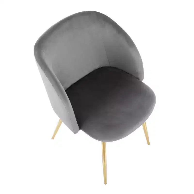 Lot de 2 chaises de salle à manger Velours/Acier Or/Argent - Assise baquet moderne, pieds fuselés