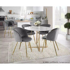 Lot de 2 chaises de salle à manger Velours/Acier Or/Argent - Assise baquet moderne, pieds fuselés