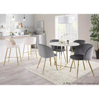 Lot de 2 chaises de salle à manger Velours/Acier Or/Argent - Assise baquet moderne, pieds fuselés