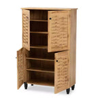 Meuble à chaussures 4 portes en bois : capacité 18 paires, circulation de l'air