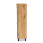 Meuble à chaussures 4 portes en bois : capacité 18 paires, circulation de l'air