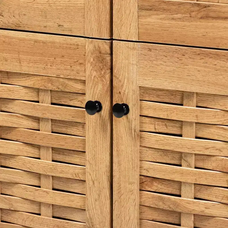 Meuble à chaussures 4 portes en bois : capacité 18 paires, circulation de l'air