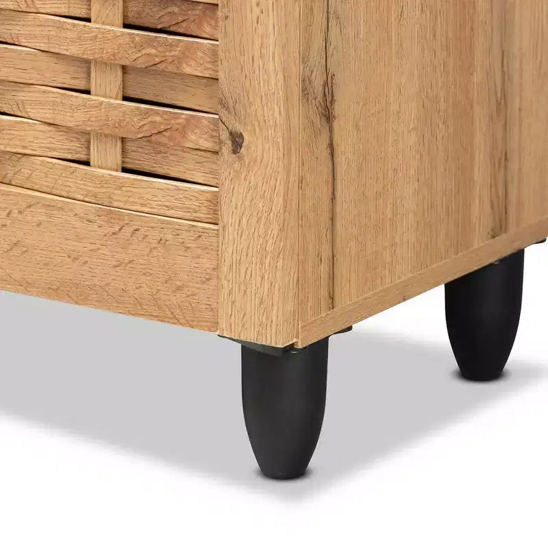 Meuble à chaussures 4 portes en bois : capacité 18 paires, circulation de l'air