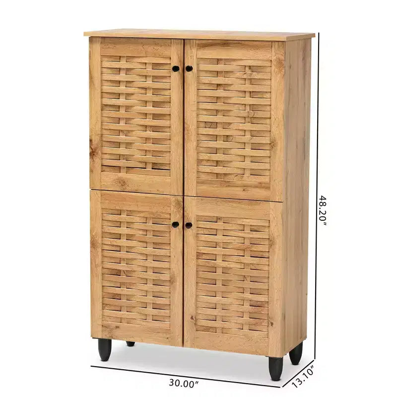 Meuble à chaussures 4 portes en bois : capacité 18 paires, circulation de l'air