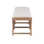 Banc en bois de manguier massif 45° Boho, rembourré en tissu texturé crème, brun