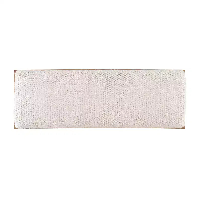 Banc en bois de manguier massif 45° Boho, rembourré en tissu texturé crème, brun