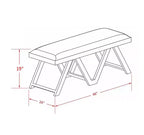 Banc en bois de manguier massif 45° Boho, rembourré en tissu texturé crème, brun