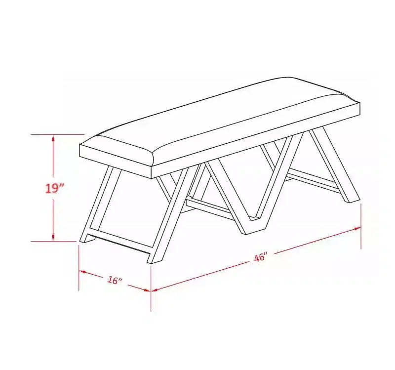 Banc en bois de manguier massif 45° Boho, rembourré en tissu texturé crème, brun