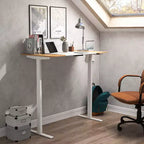 Bureau debout réglable en métal blanc : Station de travail ergonomique moderne, 120 cm de large
