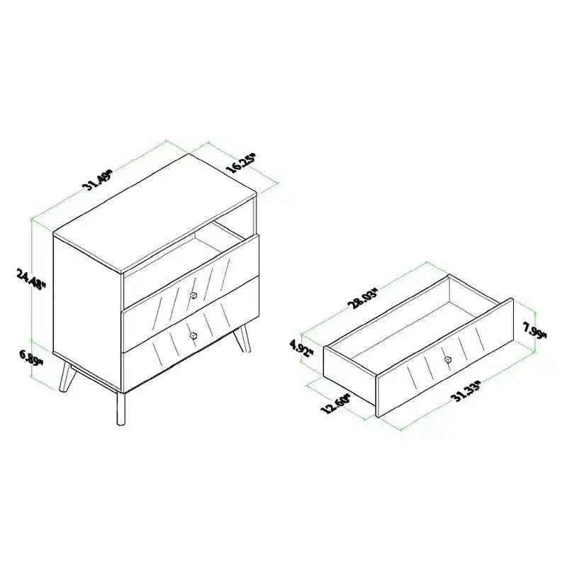 Commode de rangement en bois à 3 tiroirs Noyer brun - Organiseur de chambre élégant