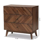 Commode de rangement en bois à 3 tiroirs Noyer brun - Organiseur de chambre élégant