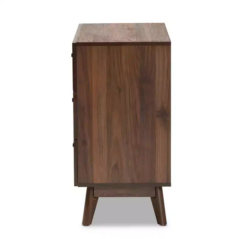 Commode de rangement en bois à 3 tiroirs Noyer brun - Organiseur de chambre élégant