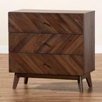 Commode de rangement en bois à 3 tiroirs Noyer brun - Organiseur de chambre élégant