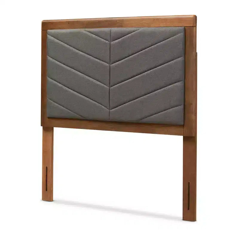 Twin Iden Fabric Upholstered Wood Headboard Dark Gray/Walnut Brown - Baxton Studio: Chevron Tufted, Adjustable Height