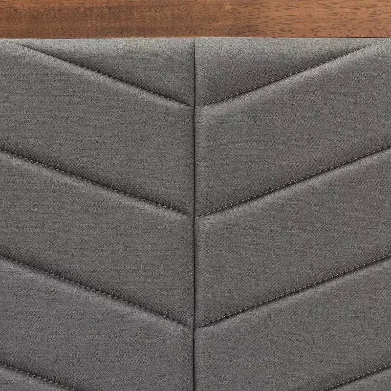 Tête de lit en bois, tissu capitonné, double, gris foncé/noyer marron – Touffes chevron, hauteur réglable