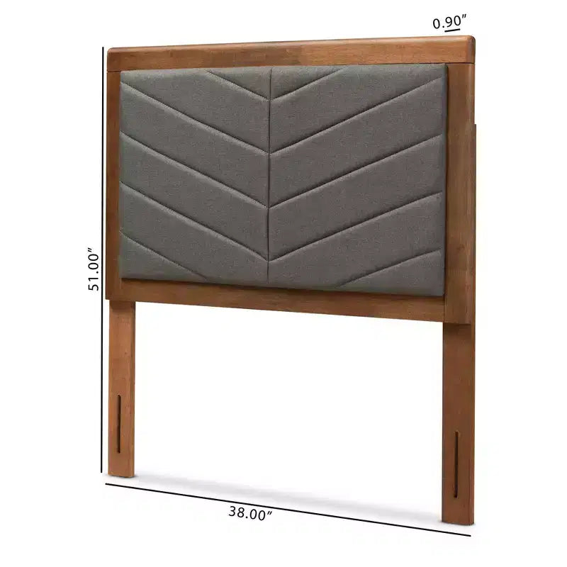 Tête de lit en bois, tissu capitonné, double, gris foncé/noyer marron – Touffes chevron, hauteur réglable
