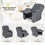 Fauteuil inclinable pour enfants/jeunes en cuir PU avec porte-gobelets et poches latérales