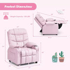 Fauteuil inclinable pour enfants/jeunes en cuir PU avec porte-gobelets et poches latérales