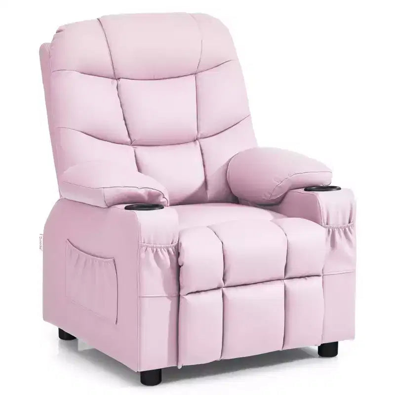 Fauteuil inclinable pour enfants/jeunes en cuir PU avec porte-gobelets et poches latérales