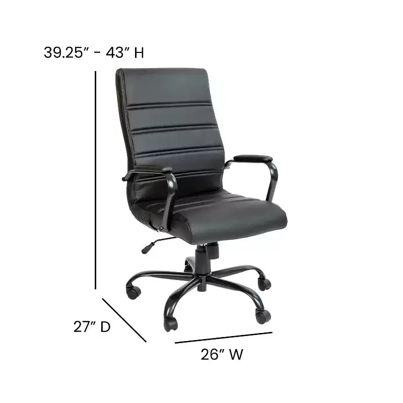 Fauteuil de bureau de direction pivotant à dossier haut avec accoudoirs